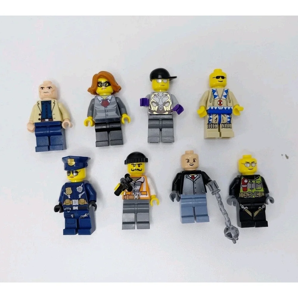 Lot Of 8 Lego Mini Figures Classic Town City W/ Accessories
